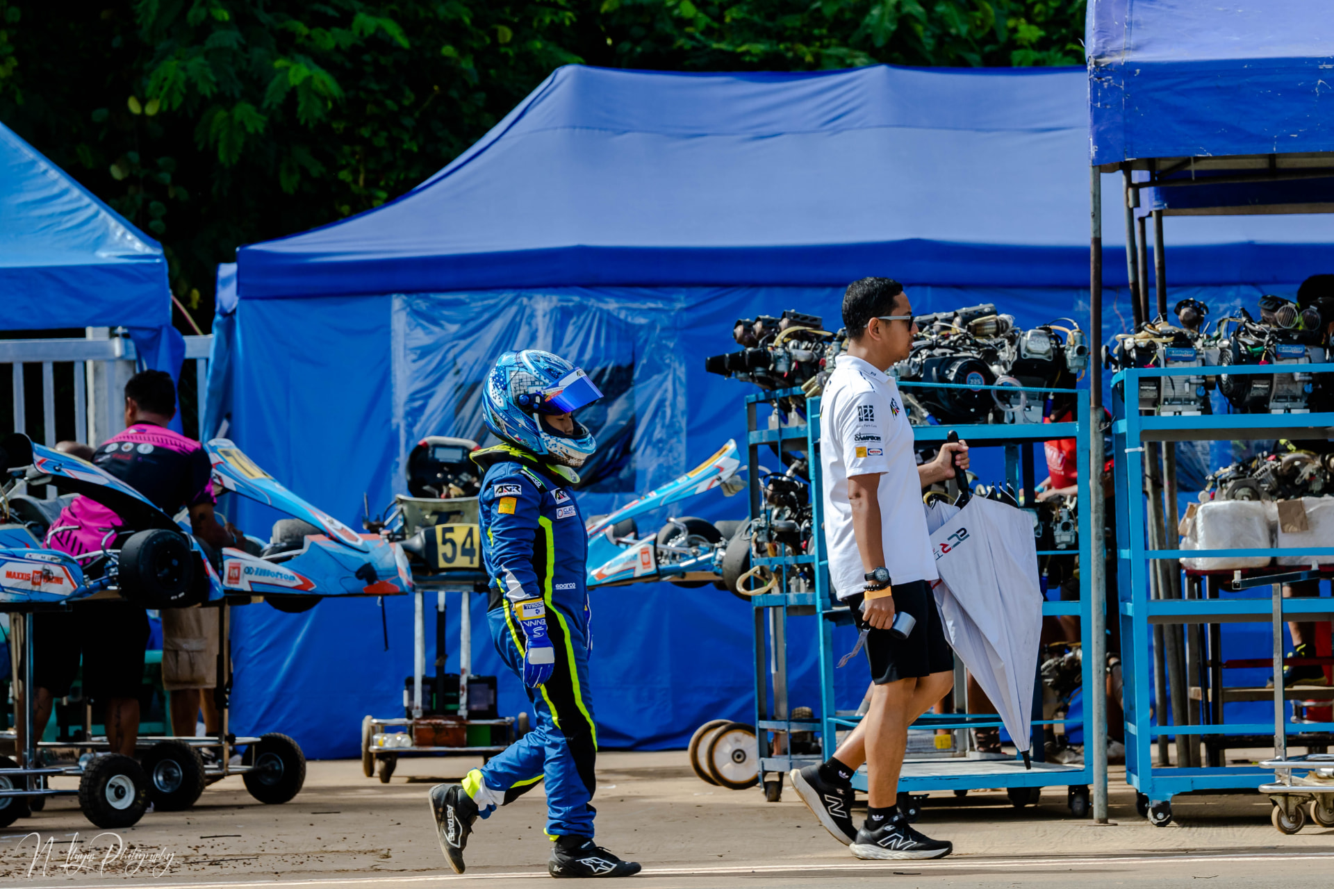 Antonio Racelis walking through the paddock